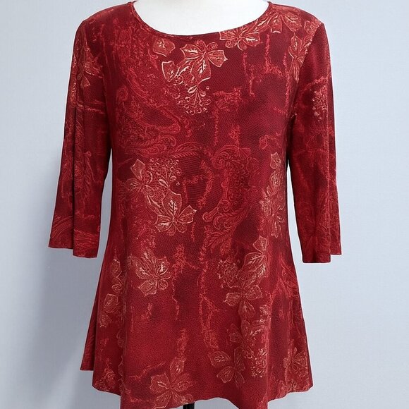 Vintage Fashion Bug Top Blouse Red 90s Y2K 3/4 Sleeves XL Fairycore Glitter - Picture 7 of 7